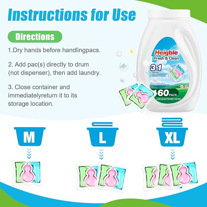 160 Count Laundry Detergent Pods Bulk 3 in 1 Washing Machine Detergent Pods Ultra Concentrated Tackles Tough Odors, Remover Powerful Decontamination, Fragrance Enhancement