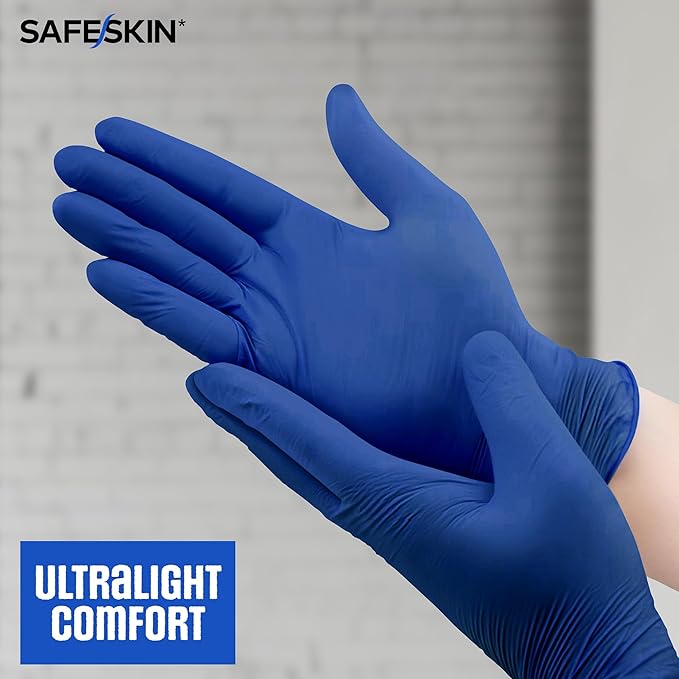 SAFESKIN Ultralight Disposable Nitrile Gloves - 2.0 Mil - Powder Free, Latex Free, All Purpose, Food Prep, Cooking, Cleaning