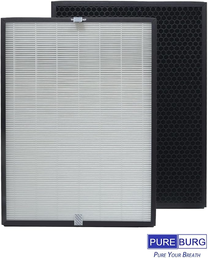PUREBURG RF09550 Replacement Filter Compatible with AprilAire Clean 9550 Air Purifier,1-Pack H13 HEPA Activated Carbon 3-Stage Filtration Air Clean Dust VOCs Odor