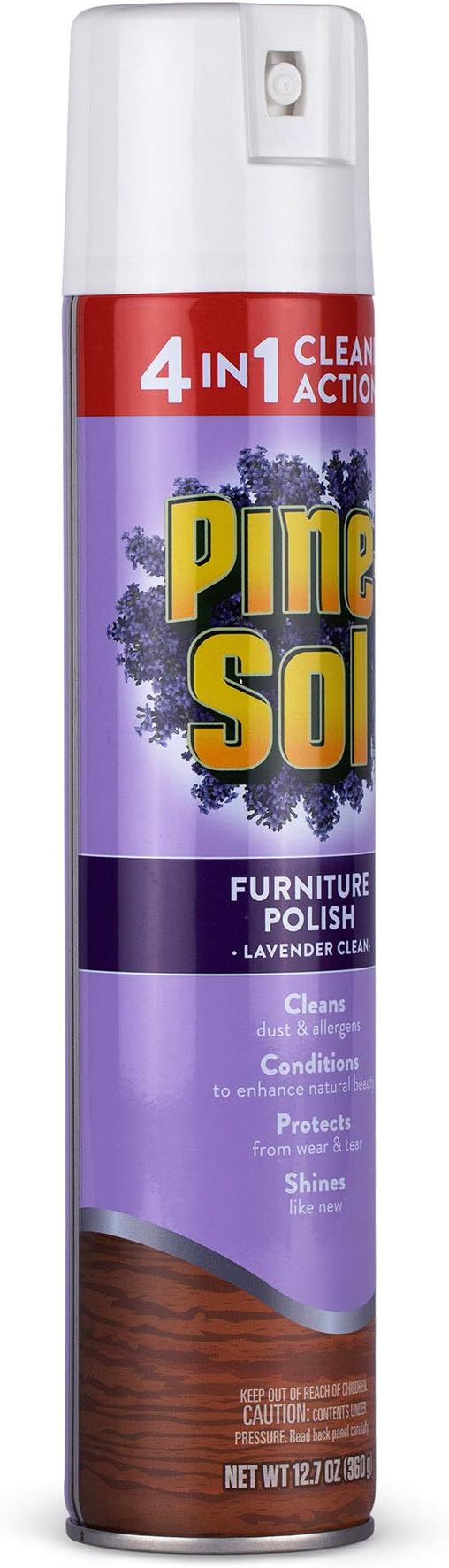 Pine-Sol Aerosol Furniture Polish Spray, 4-in-1 Cleans Conditions Protects and Shines Finished Wood Furniture, Cabinets, Tables and Paneling, Lavender Scent, 12.7 Oz