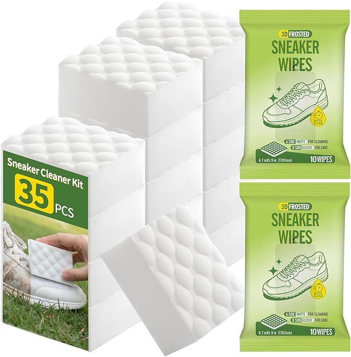 Creatyi Shoe Cleaner Sneaker Cleaner Kit Cleaning Sponge and 3D Sneaker Wipes for Sneakers