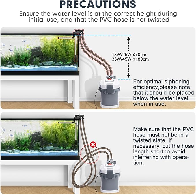 fishkeeper 528GPH Canister Filter, 3-Stage Filtration Aquarium Filter with Quartz Balls and Filter Cotton, Ultra-Quiet External Aquarium Canister Filter for Freshwater and Saltwater up to 150Gal