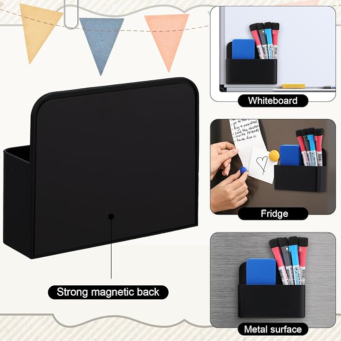 Colarr 20 Pack Magnetic Dry Erase Marker Holder Bulk Whiteboard Magnetic Marker Holder Pen Pencil Organizer for Classroom Whiteboard Refrigerator Locker Storage (Black)