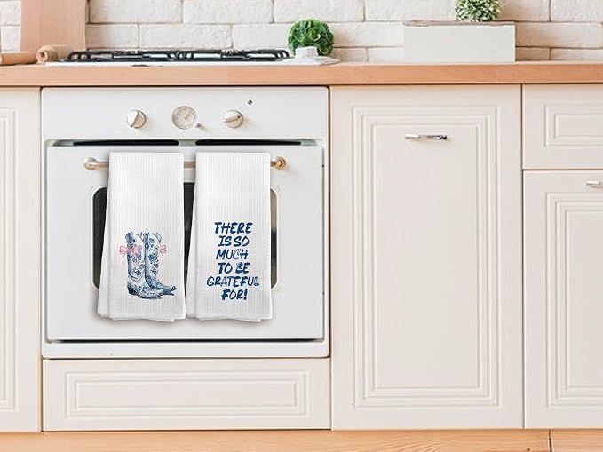 Coquette Pink Blue Bow Chinoiserie Decor Hand Towels for Bathroom,Preppy Blue and White Coastal Cowgirl Kitchen Towels, Women Teen Girls Gifts,16 x 24 inches Set of 4