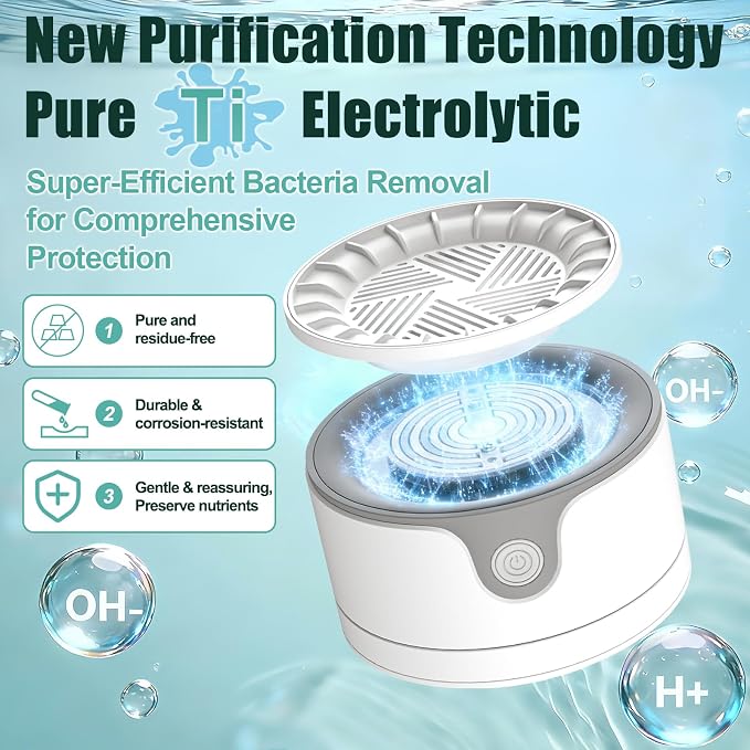 Fruit and Vegetable Washing Machine,Waterproof Fruit and Vegetable Cleaner, Latest Titanium Electrolysis Purification Wireless Charging Suitable for Washing Fresh Produce（White）