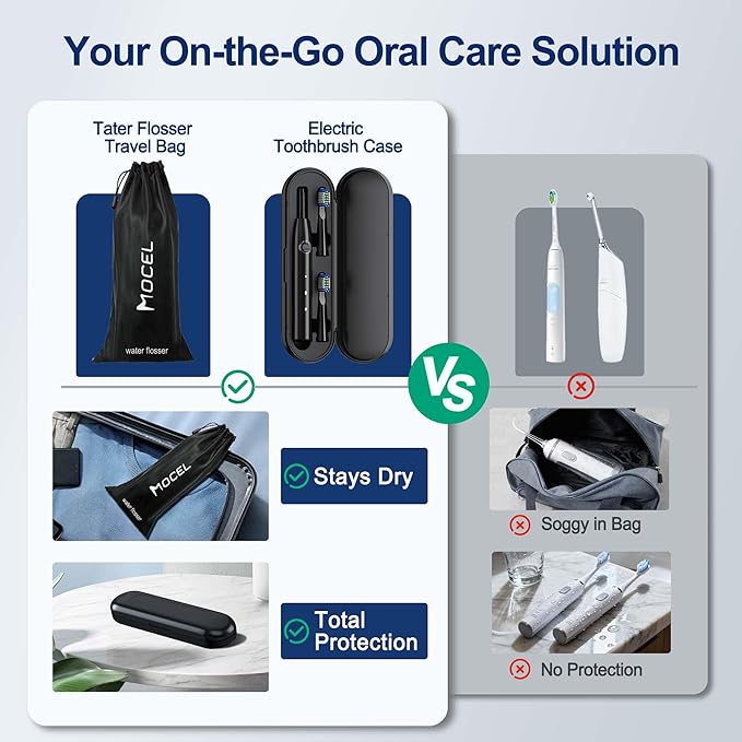 MOCEL Water Dental Flosser and Electric Toothbrush Combo - Portable Oral Clean Kit for Teeth Cleaning, Braces & Gums Care