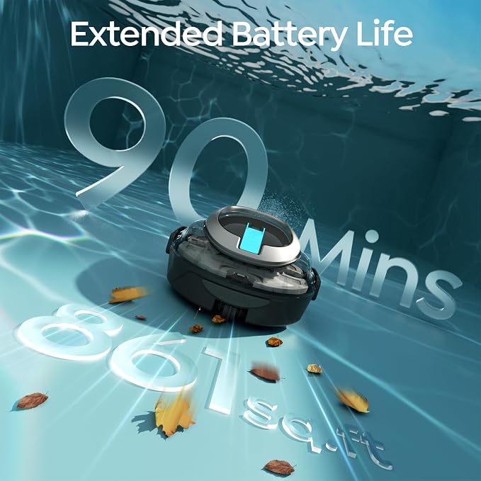 S2 Pool Vacuum Robot for Above Ground Pools, Cordless Operation, 90-Min Runtime, Efficient Cleaning Performance, Self-Parking and Easy Maintenance(Glossy Black)