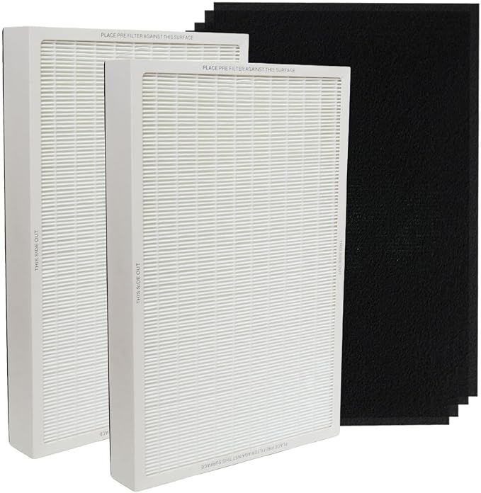 PUREBURG Replacement Filter Set Compatible with Vornado AQS25 & AQS35 Air Purifier Part MD1-0004 & MD1-0005,2-Pack H13 True HEPA Activated Carbon Pre-Filters Air Clean