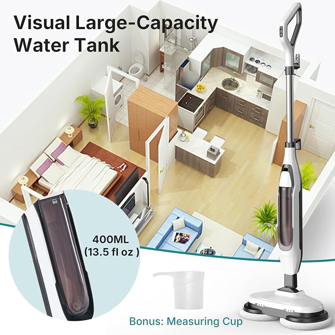 OLIXIS Steam Mop, All-in-One Scrubbing Steam Mops for Floor Cleaning with Rotating Pads, Floor Steamer with 2 LED Lights, 4 Cleaning Modes, Swivel Steering, 16.4 FT Cord, Safe for Hardwood and Tile