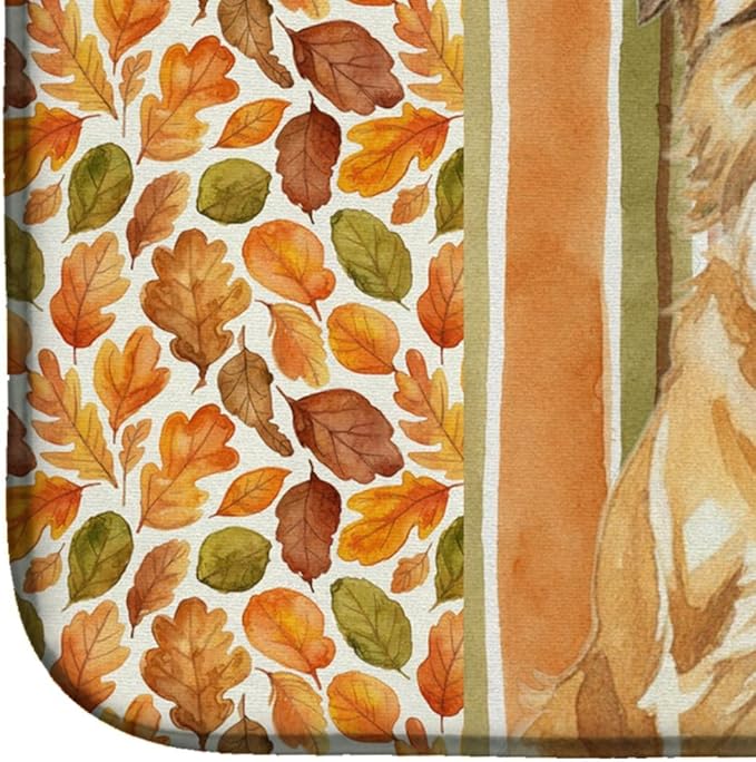 Caroline's Treasures Wheaten Border Terrier Heirloom Fall Dish Drying Mat Absorbent Dish Drying Mat Pad for Kitchen Counter Dish Drainer Mat for Countertop, 14 x 21", Multicolor