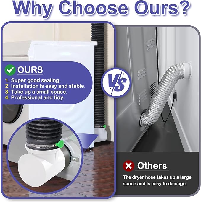 Dryer Vent Hose For Tight Space,Indoor Dryer Vent, Dryer Hose Vent Kit,90 Degree Dryer Vent Elbow,Dryer Vent Connector Kit,Dryer Vent Duct, Dryer Vent Adapter, Dryer Vent Vacuum Hose Attachment