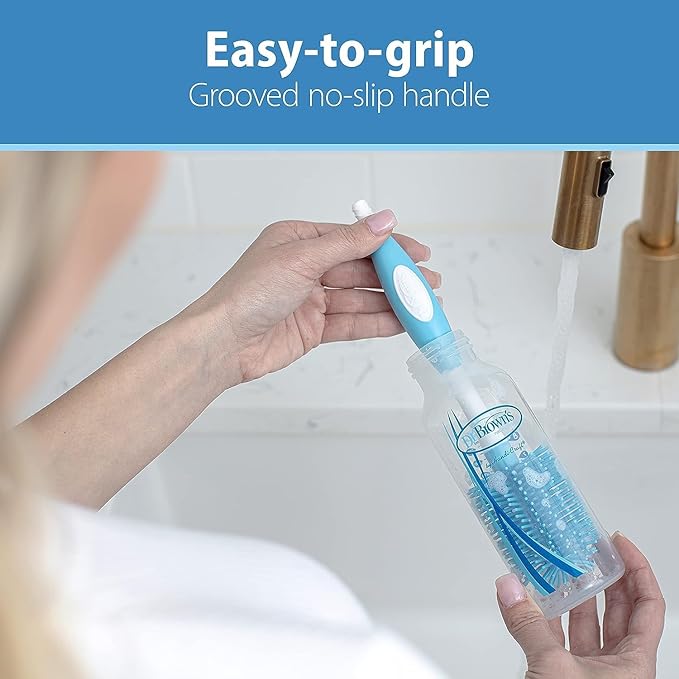 Dr. Brown's Soft Touch No Scratch Baby Bottle Cleaning Brush Nipple Cleaner with Stand and Storage Clip, BPA Free, Blue 1-Pack (Pack of 5)