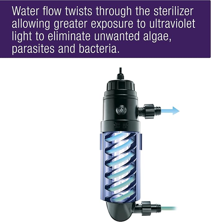 Coralife Aquarium Fish Tank Marine Salt Water Turbo-Twist UV Sterilizer 12X, For up to 500 Gallons