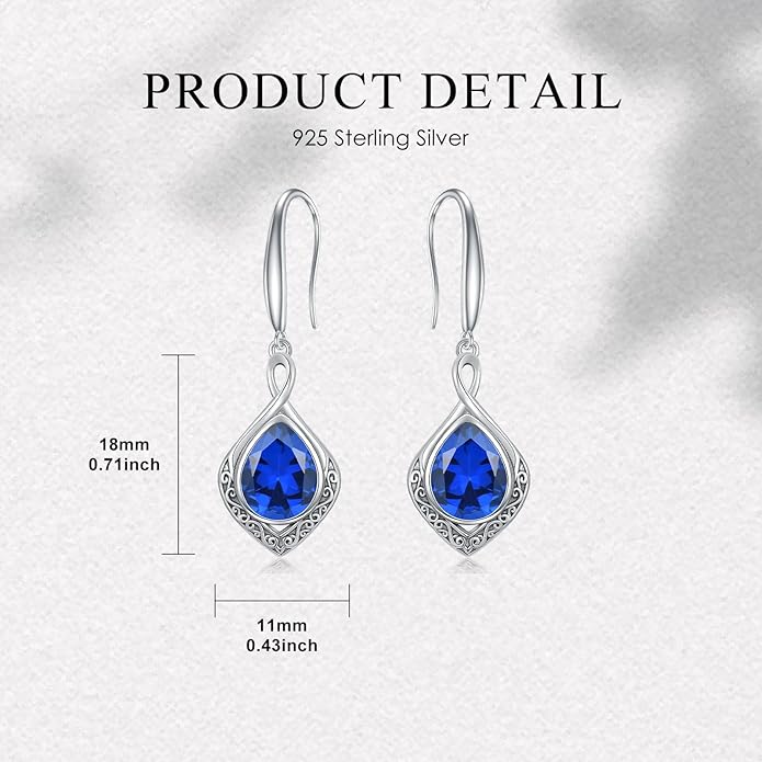 PELOVNY Celtic Knot Filigree Earrings for Women 925 Sterling Silver Moss Agate/Birthstone Infinity Earrings Birthday Christmas Jewelry Gifts for Mom Daughter Wife Sister
