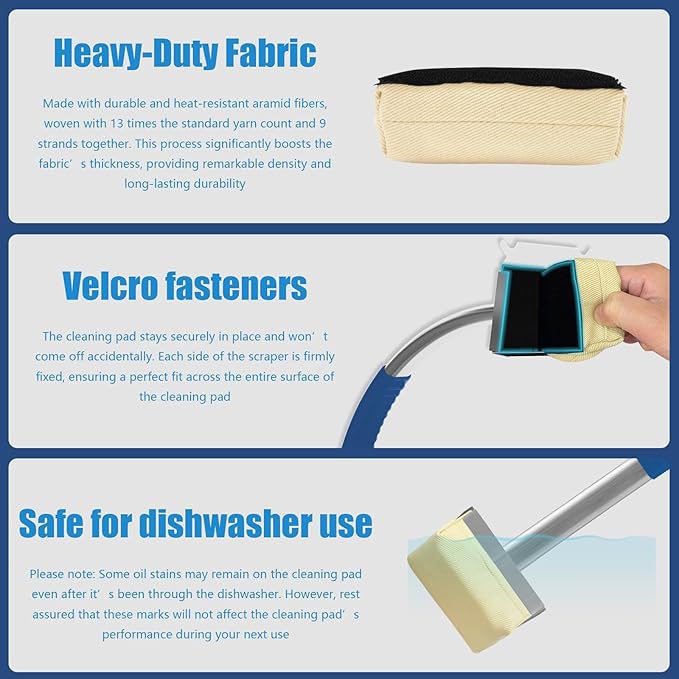 Grill Brush Bristle Free with Long Handle,Non Metal Grill Scraper for Outdoor BBQ,Stainless Steel Safe Steam Cleaner, Includes 2 Replaceable Heads for Grilling Effortless Blue