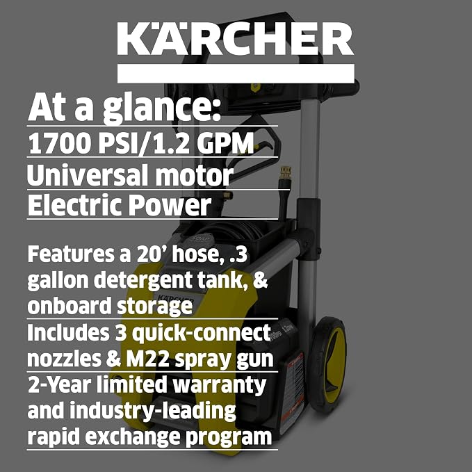 Kärcher - K1700 - Max 2125 PSI - Electric Pressure Washer TruPressure & Kärcher - Pressure Washer Car Wash & Wax Cleaning Soap Concentrate – 1 Gallon