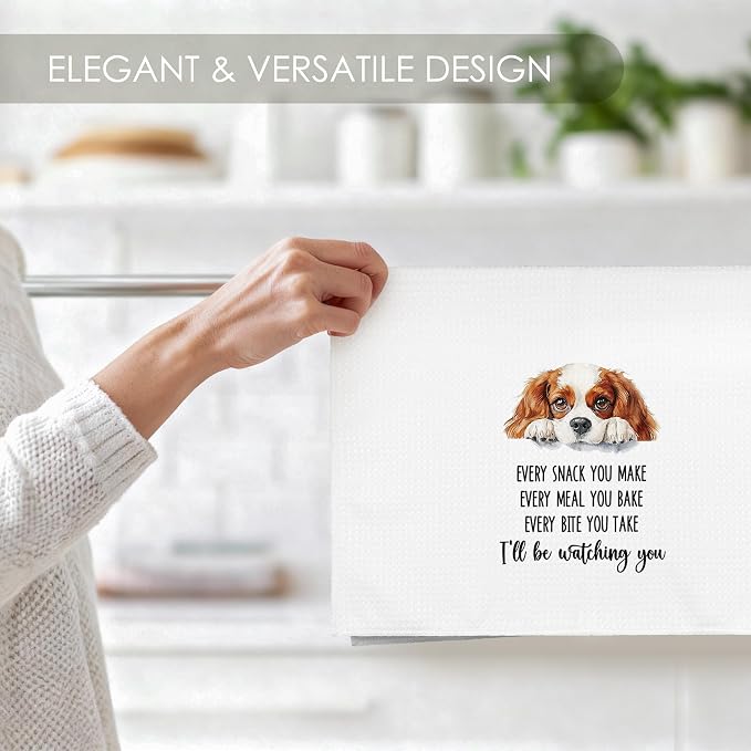 Cavalier King Charles Spaniel Kitchen Towel Gifts for Dog Lovers Decorative Set of 2, Dog Dish Towels Dishcloths Tea Towels, Cocker Spaniel Microfiber Hand Towel for Kitchen Bathroom Decor 16x24