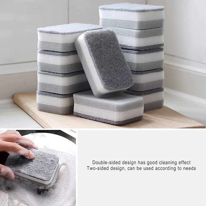 Sponge Individually Wrapped, Kitchen Dishwashing Sponges Bulk, Non Scratch Dishes Scouring Pad, Odor-Free Cleaning Sponge Wipes Scrubber Suitable for Travel Camping Apartments(36 Pack)