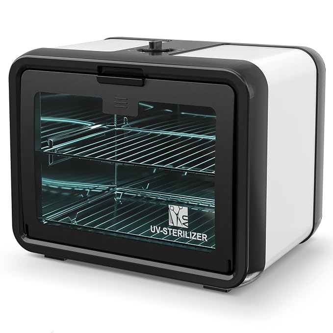 SalonDepot UV Sanitizer Cabinet Professional Disinfection Box 8L Capacity for Salon Tools, Manicure Set, Smartphones and Home Use (Black)