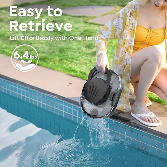 S1 Pro Cordless Robotic Pool Cleaner, 130-Min Runtime, Cleans Up to 1,292 Sq.Ft, Dual-Motor Pool Vacuum, Automatic Cleaner with Large Filter Basket, Fast Charging & Self-Parking (Glossy Black)