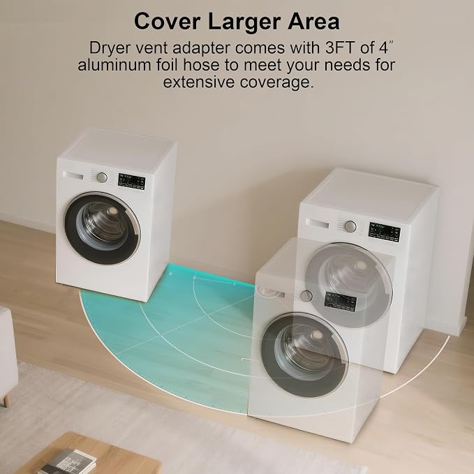 Magnetic Dryer Vent Coupling DV180 Dryer Vent Hose Magnetic Connector Kit-Quick Connection and Disconnection Strong Magnet Self-Alignment Airtight Seal Easy to Clean Included a 3ft 4" Duct & 2 Clamps