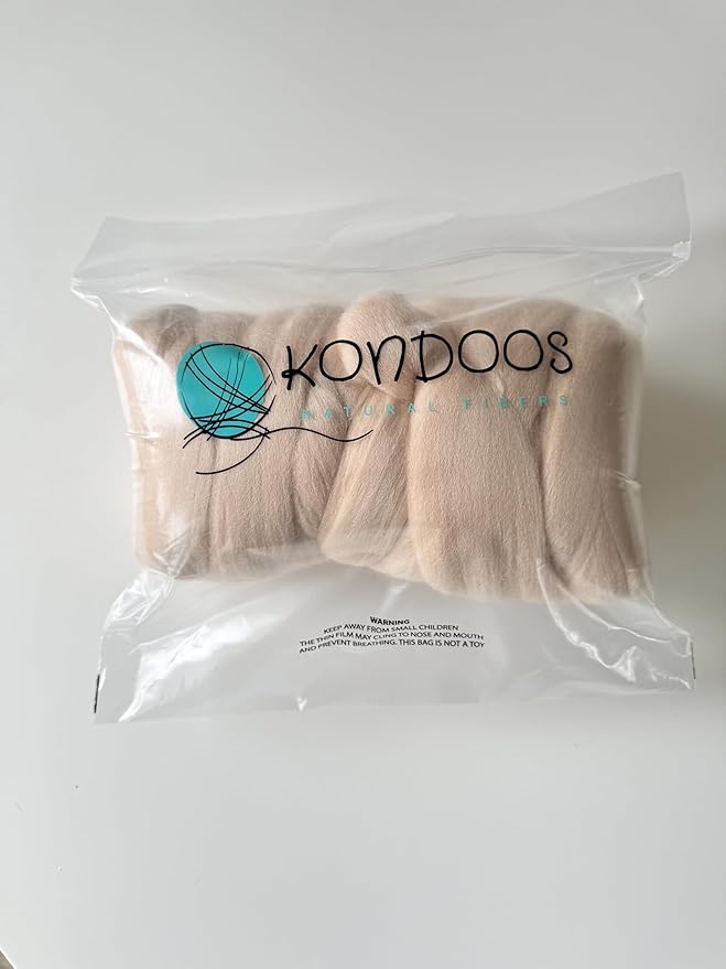 Colored Natural Wool roving, 1 lb. Best Wool for Needle Felting, Wet Felting, handcrafts and Spinning. (Nude Pink, 1 lb)