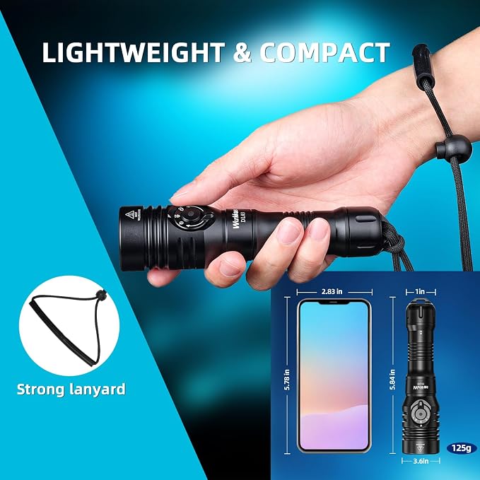 Wurkkos DL03 Dive Light, 2800 Lumens Scuba Diving Light, 1000M Green Beam and White Combo with Power Indicator, Type-C Rechargeable, IPX8 Waterproof for Night Dive Training Instructor Cave Exploration
