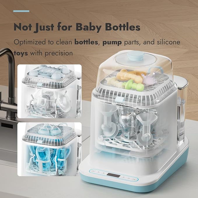 Papablic Bottle Washer Pro, Bottle Washer & Sterilizer & Dryer, 4-in-1 Sanitizer for Bottles, Pump Parts, C-Section& Baby Essentials - Quick & Clean with 60 Detergent Tablets