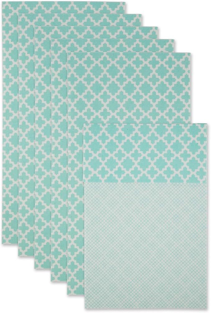 DII Fridge Liner Collection Non-Adhesive, Cut to Fit, 12x24, Aqua Lattice, 6 Piece