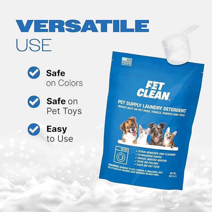 Pet Clean Laundry Detergent, Stain Remover, Oxy Cleaner Powder, Carpet Freshener, Pet Odor Remover, Unscented Enzymatic Laundry Detergent, Safe on Pet Bedding & Fabrics
