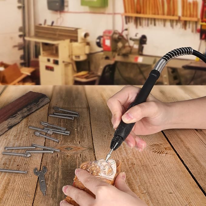 GOXAWEE Rotary Tool Kit with Keyless Drill Chuck and Flex Shaft, Variable Speed Electric Multiuse Tool & 140 Accessories for Cutting, Drilling, Engraving, Grinding, Sanding, Polishing, Crafts,and DIY