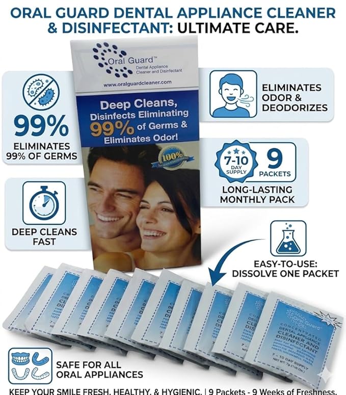 Oral Guard Dental Appliance Cleaner and Disinfectant for All Night Guards, Retainers and Dentures. 3 Month Supply