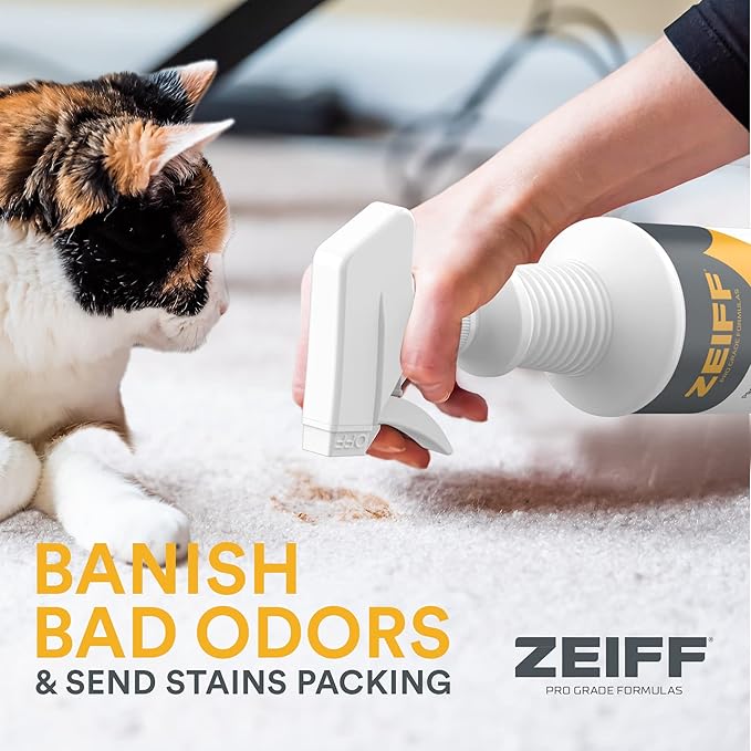Zeiff Pet Stain and Odor Remover - Pet Odor Eliminator for Home and Professional Use - Pet Urine Enzyme Cleaner to Break Up Tough Stains - Carpet Stain Remover for Dog Urine and Cat Pee, Feces, Fluids