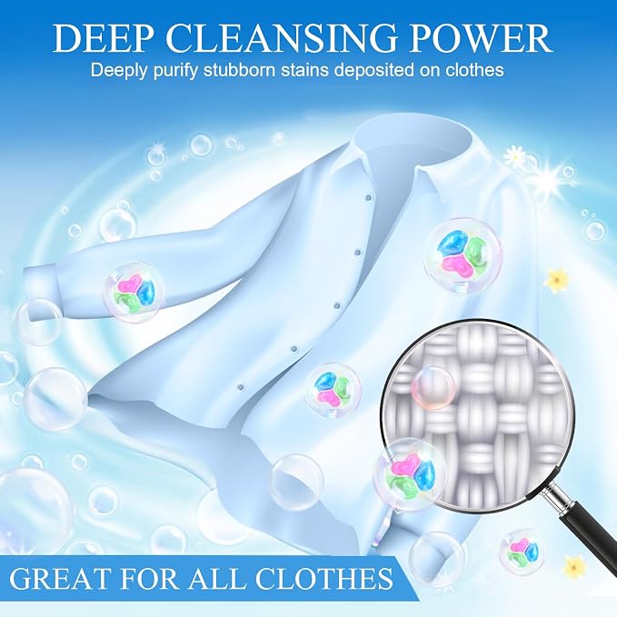 180 Count Laundry Detergent Pods Bulk Washing Machine Detergent Pods 3-in-1 Concentrated for Visible and Invisible Dirt, Fruity Aroma