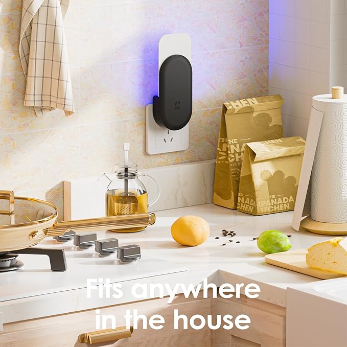 TIENBE Flying Insect Trap, 2 in 1 Indoor Plug-in Fruit Fly Trap, 1 Trap Black and 6 Glue Cards, Fruit Fly Traps for Gnat, Moth, Mosquito, Suitable for Every Part of The Home