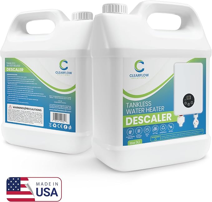 Tankless Water Heater Descaler - Premium Descaler for Tankless Water Heater Systems, Restores Heating Efficiency, Nontoxic, Biodegradable, Made in USA! 32 Ounce (Quart)