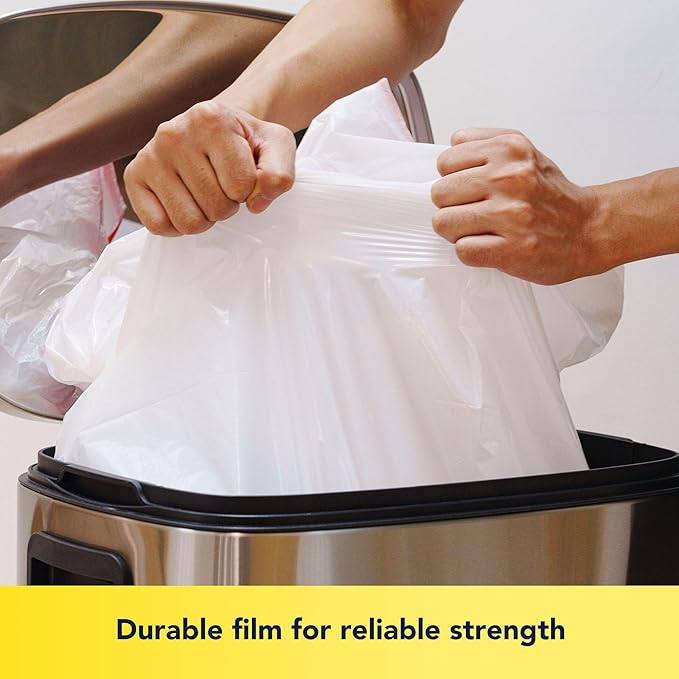 HygiCare 13 Gallon Tall Kitchen Trash Bags, Lemon Scented 200 Count Drawstring Garbage Bags, Pre-Separated, Odor Control, Ultra Strong, Leakproof, Sturdy, White