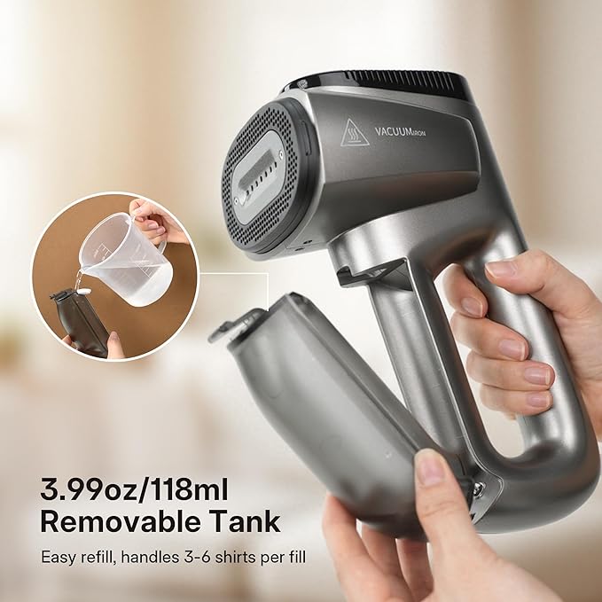 GKJ Handheld Steamer for Clothes, Garment Steamer with Auto-Grip Technology, Portable Travel Clothes Steamer, Dry Steam for Shirts, Dresses & Delicate Fabrics(for 110-120V)