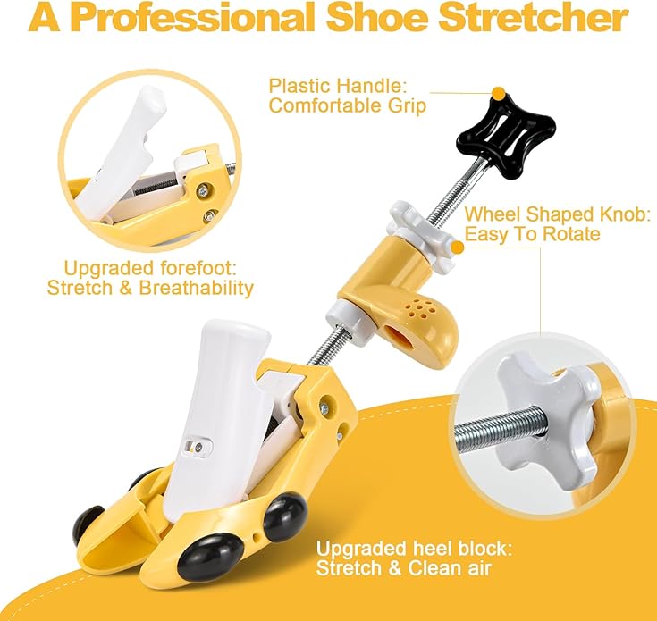 Shoe Stretcher for Men Women, 6-Way Adjustable Length Width & High Shoe Trees for Wide Feet Toe Box Thick Instep