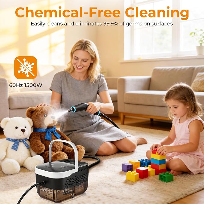 BEAMNOVA Handheld Steam Cleaner, Car Steamer for Auto Detailing, High-Pressure Multi-Purpose Steam Cleaning Machine, 42 oz, for Car Interior, Kitchen, Bathroom, Grout & Tile, Floors, White