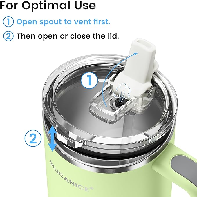 For Travel & Gym – Never Drink from a Moldy Lid Again: 40oz Hygienic Tumbler, 100% Leakproof Lid & Removable Foldable Spout. Reinforced Base, Fits Cup Holders - Key Lime