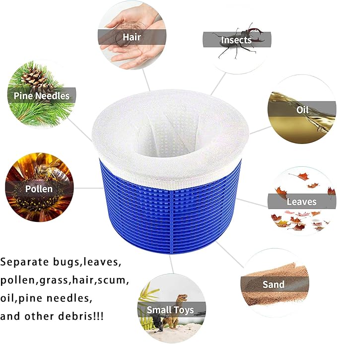 150 Pack Pool Skimmer Socks for Filters Baskets, Works Perfect with The Surface Skimmer for Inground and Above Ground Pool, Swimming Pool Accessories for Adults Kids
