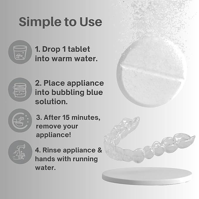 Retainer Cleaner Tablets - 1.5 Month Supply (42 Tablets) - Clean Retainers, Mouth Guards, Dentures - Removes Odor & Plaque (42 Pcs)