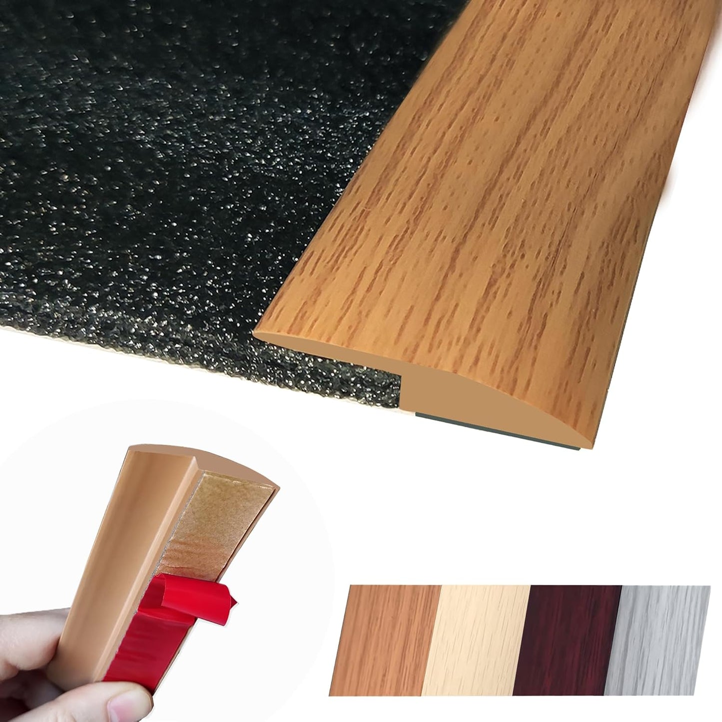 Floor Transition Strip Self Adhesive Carpet Wood Tile Vinyl Flooring Laminate Transition Cover Edge Trim Gap Doorway Threshold for Uneven Floors Heights Within 5 mm (40 inches, Light Brown Coffee)