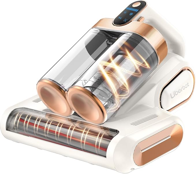 Mattress Vacuum Cleaner, Cordless Bed Vacuum with 13KPa Suction, Portable Vacuums for Sofa Couch Crib, Birthday Gifts for Women (White & Gold)