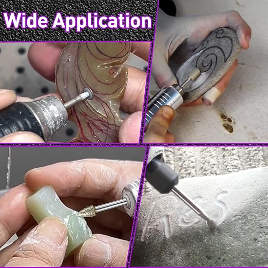 46-Grit &120-Grit Diamond Grinder Bit 1/8" Shank Compatible with Dremel Rotary Tool, 42Pcs Stone Carving Diamond Drill Bits for Carve Engrave Polish Wood Resin Porcelain Ceramic Quartz Metal