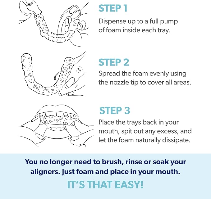 EverSmile AlignerFresh Extra Whitening Foam – Cleaner Compatible w/Invisalign and All Clear Aligners and Retainers – Eliminates Bacteria, Whitens Teeth, Fights Bad Breath – 50ml (1 Pack)