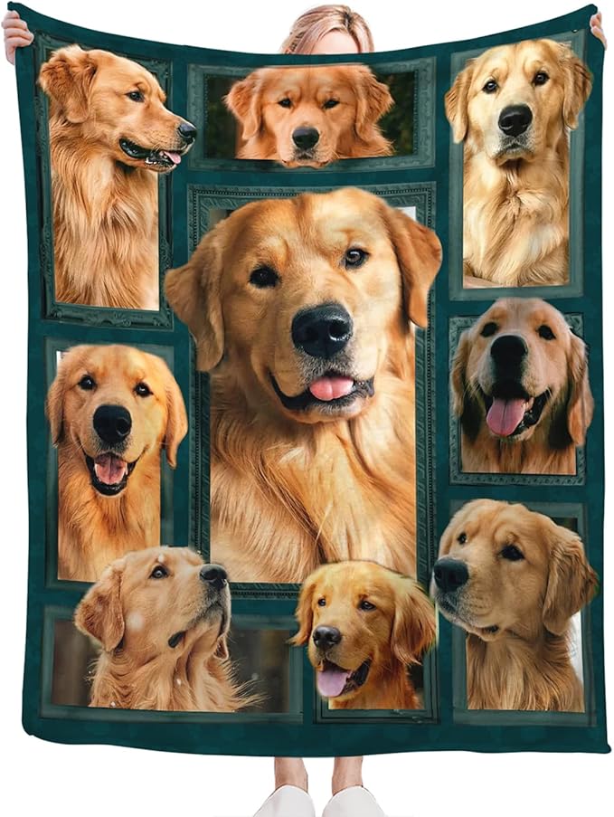 Tijuboni Golden Retriever Throw Blanket Dog Gifts for Girls Boys Women Men Kids Adults Soft Flannel Fleece Blanket for Couch Sofa Bed Home Decor 50"x60"