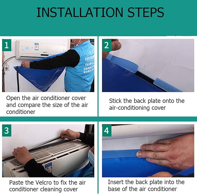 Air Conditioner Cleaning Cover,11PCS Mini Split Cleaning Kit Bag with 2L High Pressure Sprayer,Wall Mounted Waterproof Ac Cleaning Kit with Drainpipe and Support Plates,Fits Systems 27in - 39in(Blue)