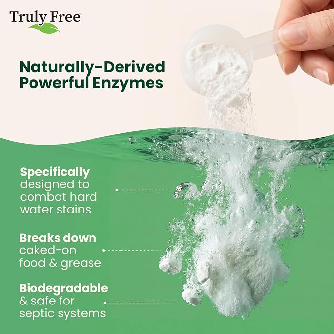 Truly Free Dishwasher Detergent Powder | Natural Dish Detergent, Dishwasher Soap | Plastic Free, Plant-Based, Clean, Heavy Duty Hard Water Stain & Grease Remover | Fragrance Free | 12.5 oz (Pack of 2)